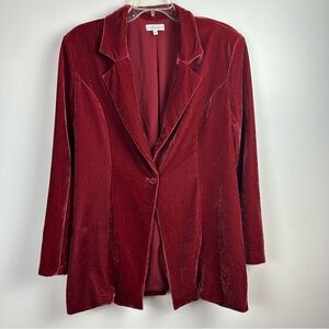 S’edge Elegant Wine Colored Velvet Women's Single Breast Blazer Size Medium
